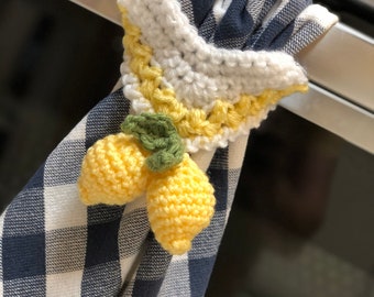 Lemon Crochet Towel Topper Pattern - Farmhouse Kitchen Decor (PDF Pattern)