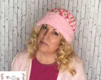 Chemo Cap Crochet Pattern - Rolled Up Brim - Easy Fuzzy Yarn Hat - Fast To Crochet - Video Support Available - Comfort Gift - PDF