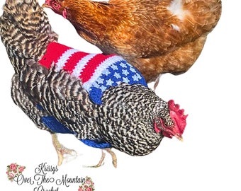 Chicken Sweater Crochet Pattern: Patriotic 4th of July Design (PDF Pattern)
