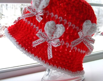 Crochet Hat Pattern: 3D Hearts, Valentine's Day Beanie (Instant Download)