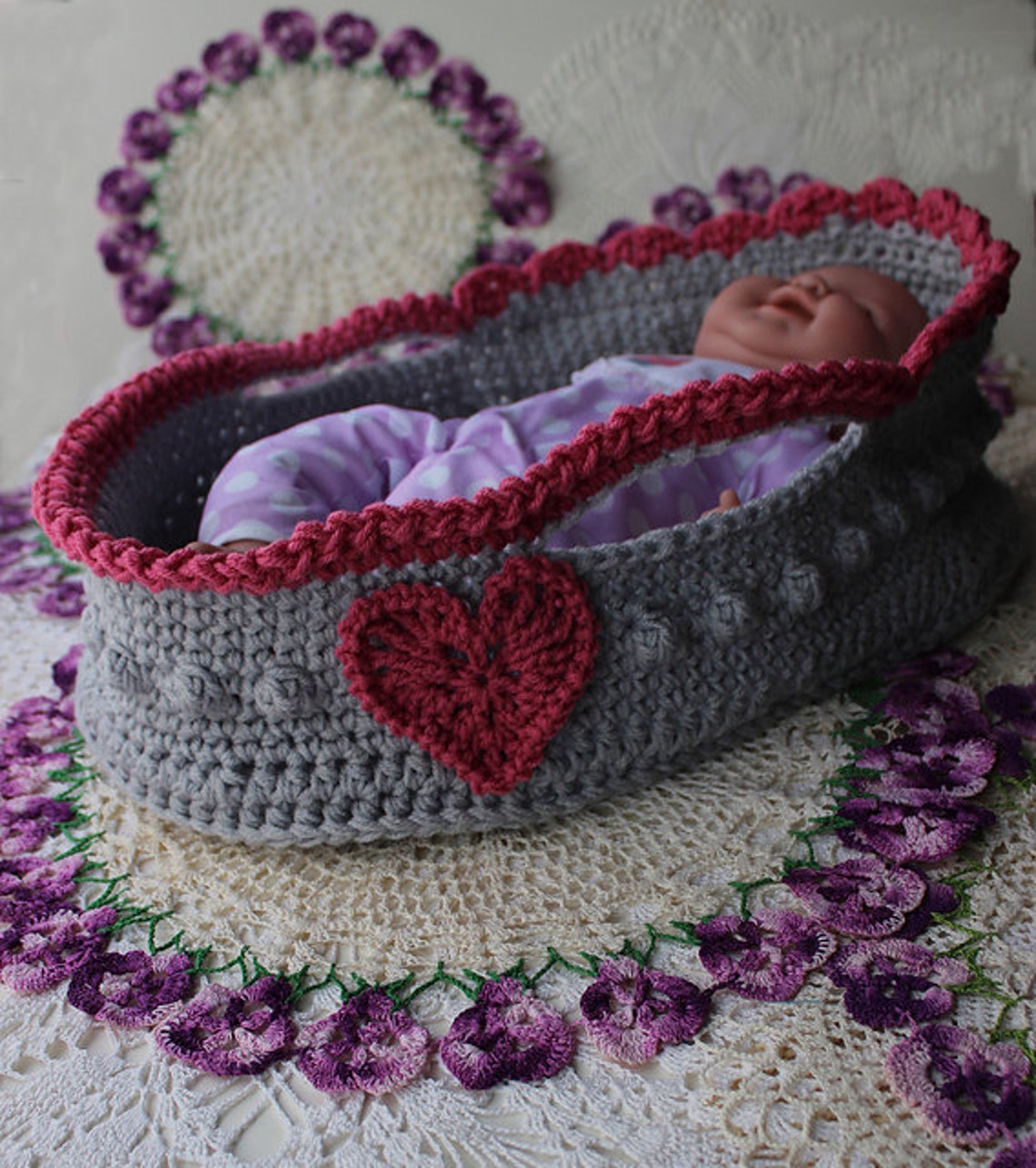 Large Moses Basket Crochet Pattern 18 to 20 Doll Etsy