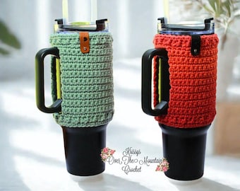 Tumbler Wrap Crochet Pattern For 40 oz Handled Cup - Easy And Fast To Crochet Cup Cozy - Great Gift Idea - Embellishement Tutorials