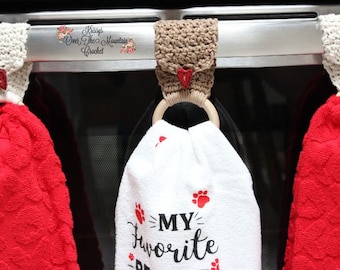 Crochet Towel Holder Pattern: Organic Cotton Yarn with Button Closure (PDF Pattern) Teacher Friend Gift