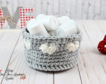 Heart Stitch K Cup Basket Crochet Pattern - Kitchen Storage (PDF Pattern) Valentine Friend Teacher Gift