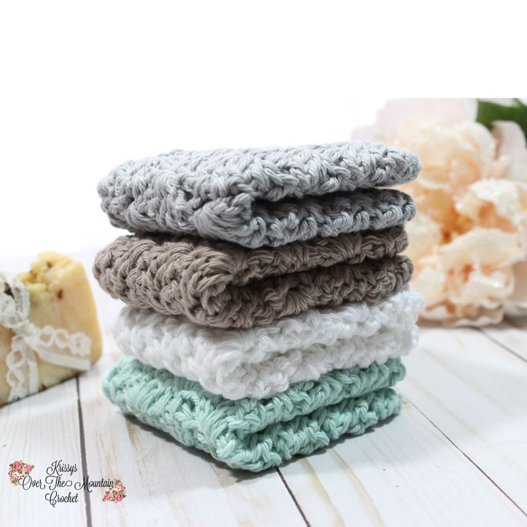 Easy & Fast Crochet Dishcloth Washcloth Shells Stitch Bathroom Kitchen