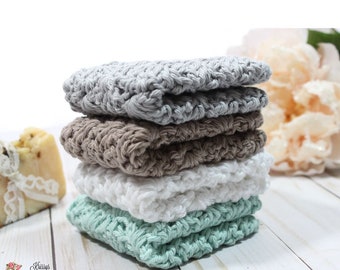 Easy & Fast Crochet Dishcloth Washcloth - Shells Stitch - Bathroom Kitchen Cleaning - Farmhouse Rustic For The Home
