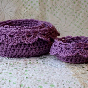 Crochet Basket Pattern Nesting Bowls with Drop Over Lace Edge 5 sizes Baby Shower Gift Krissys Over The Mountain Crochet image 4