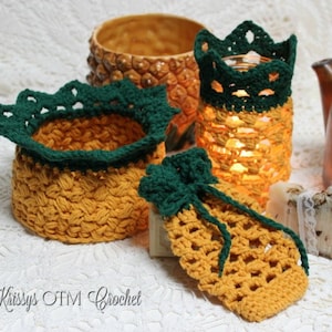 Pineapple Crochet Patterns Ebook: Basket, Jar Cover, Soap Bag