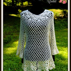 Swimsuit Cover Crochet Pattern - Lacey Beach Swimsuit Cover Up - Casual Summer Spring Fall Fashion - S M/L XL Plus - Maternity Instruction