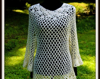 Swimsuit Cover Crochet Pattern - Lacey Beach Swimsuit Cover Up - Casual Summer Spring Fall Fashion - S M/L XL Plus - Maternity Instruction