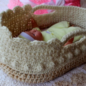 Crochet Moses Basket - Doll Carrier - Crochet Pattern - 12-16 inch doll - Crochet Basket