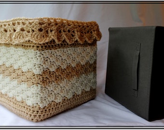 Crochet Basket Cover Pattern: Square Lace Storage Box (Ebook)