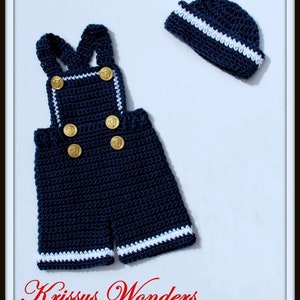 Crochet Bibs Crochet Sailor Hat Pattern Patriotic Crochet Pattern KrissysWonders Crochet Shorts Pattern image 1