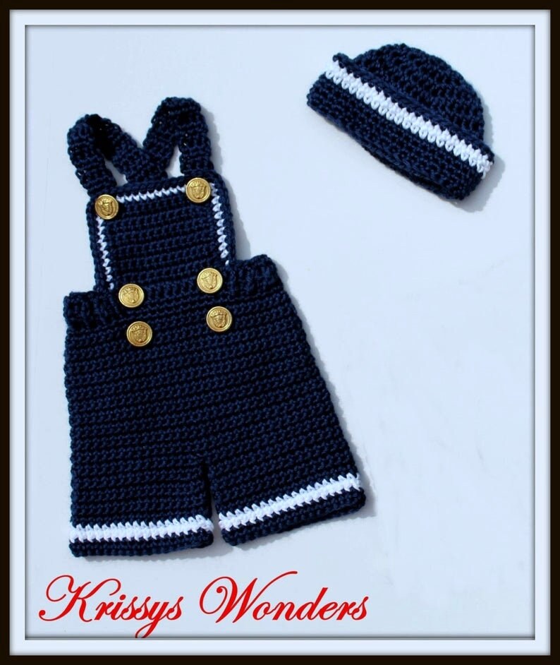 Crochet Bibs Crochet Sailor Hat Pattern Patriotic Crochet Pattern KrissysWonders Crochet Shorts Pattern image 1