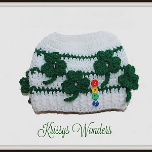 Shamrock Crochet Hat Pattern: Messy Bun, St. Patrick&#39;s Day (PDF Pattern)