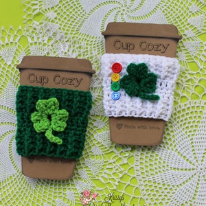 Shamrock Coffee Cozy Crochet Pattern - 3D Shamrock Design (No Sewing)