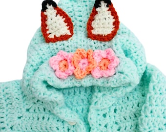 Crochet Baby Cardigan Pattern: Fox Applique Sweater (3-6 Month)
