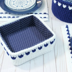 Napkin Basket Crochet Pattern - Seaside Beach Home Decor - Cut Glue & Staple To Add Liner - Farmhouse Style Decor - Christmas Thanksgiving