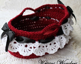 Lacey Crochet Moses Basket Pattern: 8-12 Inch Doll Carrier (PDF Pattern)