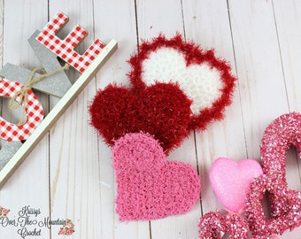 Crochet Pattern For Heart Pot Scrubby - Fun Scrubber For Kitchen & Kids Bath - Valentines Day Gift - Red Heart Scrubby Sparkle Yarn