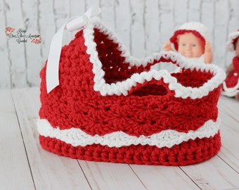 Shell Stitch Moses Basket Crochet Pattern: 7-8" Doll Bed (PDF Pattern)