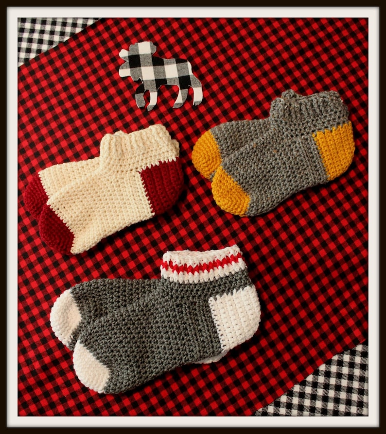 Mens Lumberjack Slipper Sock Crochet Pattern Sock Pattern Etsy