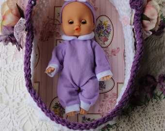 Moses Basket Crochet Pattern - Vintage Inspired Doll Carrier With Hard Bed - 10-12" Doll - Gift For Child - Embellishment Tutorial - PDF
