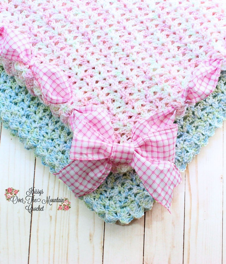 Modèle de couverture de bébé au crochet simple point de crochet iris cadeau de baby shower Une seule pelote de laine nécessaire Convient aux débutants image 1