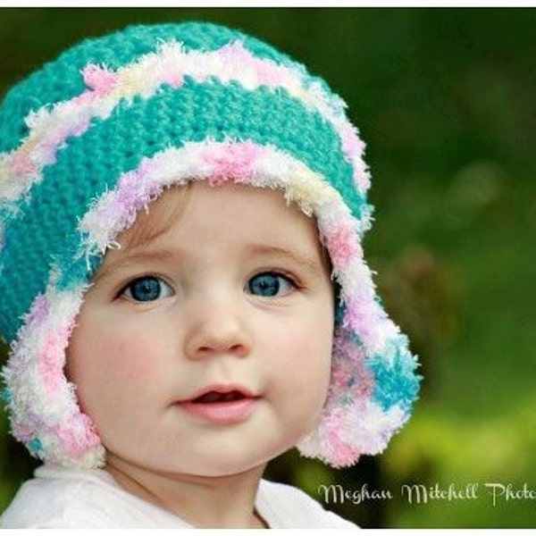 Baby Crochet Hat Pattern - Womans - Crochet Hat Patterns - Easy Gauge as you Go Helmet Earflap Hat Pattern No.55