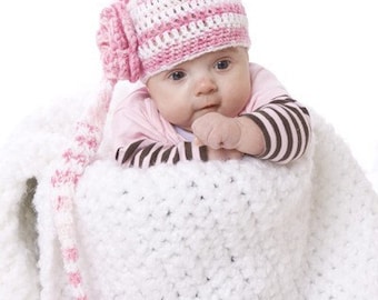 Striped Stocking Cap Crochet Pattern Photo Op - Very Long Tail - Baby Elf Hat - New Baby Gift Idea - PDF Pattern