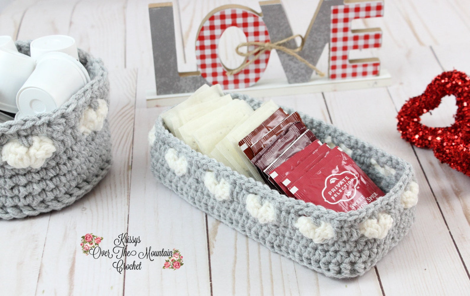 Tea Bag Basket Crochet Pattern Easy Pattern With A Heart Etsy