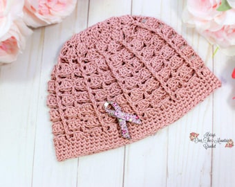 Lacey Shells Chemo Cap Crochet Pattern | Soft Lightweight Mesh Hat | Breathable Cancer Cap | PDF Pattern