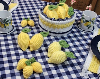 Lemon Crochet Patterns Ebook - Farmhouse Kitchen Decor - 12 Patterns