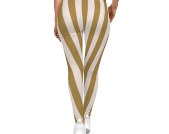 Divine Contoured Stripes Workout Leggings: Coffee & Cream