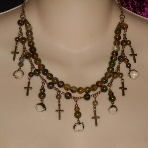 Macabre Quirky Witchy Gothic Chic Darkside Molar Teeth Double Strand Beaded Necklace Unique