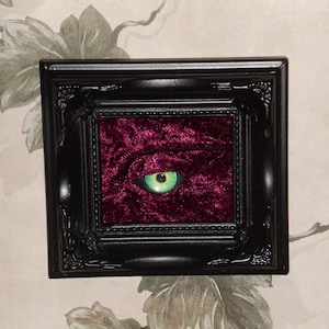 Strange Creepy Framed Green Eye Monster Gallery Wall Art