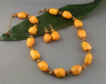 Yellow Jade Jewelry Set - "Butterscotch Sundae"