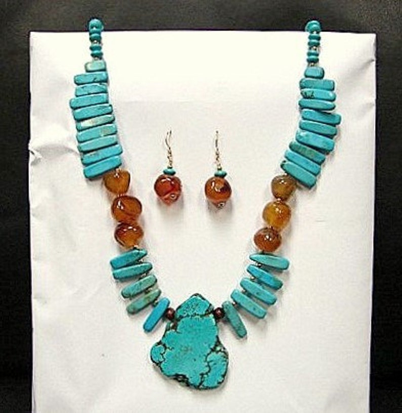 Synthetic Turquoise Set funky, Chunky Turquoise Etsy