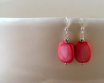 Fuschia Mother of Pearl Earrings SALE