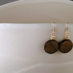 SALE - Brown Mother of Pearl Earrings