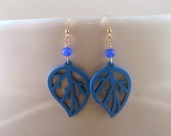 SALE Wooden Leaf Earrings