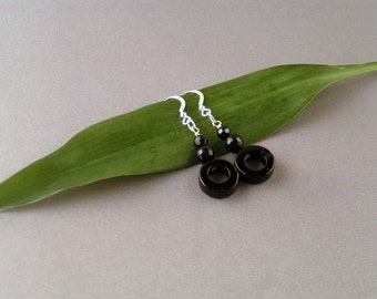 SALE - Onyx Circle Earrings