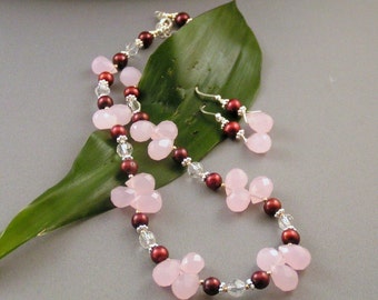 Rose Quartz & Cranberry parels - "Rhapsody Set"