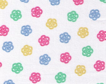 HALF YARD Precut - Cosmo Textile - Ume knot Traditional Print on WHITE AP1350 52A - Japanese Import - Decorative Rope Tying