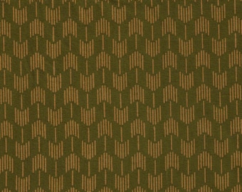 HALF YARD Yamaoka - Yabane in Olive Green - 2310-2D  - Traditional Geometric Japanese - Yagasuri Fletching Arrow