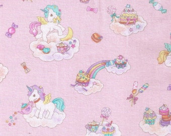 FAT QUARTER Cosmo - Vanilla Pop - Glitter Tiny Pegasus Candy Mix on Light PINK - AP76410-2B -Pegacorn Rainbow Lollipop Unicorn Alacorn