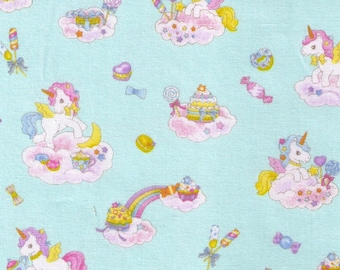 FAT QUARTER Cosmo - Vanilla Pop - Glitter Winged Unicorn Candy Mix on Mint GREEN - AP76410 2C - Pegacorn Cupcake Rainbow Lollipop Unicorn