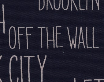 HALF YARD - Hampu - Large Words and Text on Navy 39900-901B - Canvas - Kokka - Japanese Import Fabric