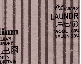 FAT QUARTER Yuwa - Laundry Tags on Stripes SZ826373 - Directions for Dry Clean, Organic, How to Launder Fibers - Suzuko Koseki -Japan Import