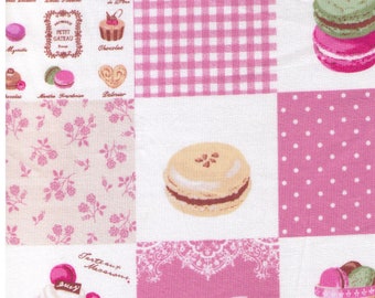 HALF YARD Yuwa - Dessert Cheater 826134 - French Éclair, Chocolat, Macarons, Palmier, Tart, Cake Dessert Mix  - Japanese Import